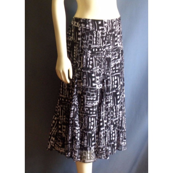 Chico's Dresses & Skirts - Chico's Black White Midi Crinkle Skirt 3 XL